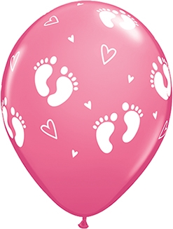 11 Inch Girl Footprints and Hearts Latex Balloons 50pk