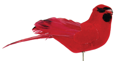 3 Inch Feathered Red Cardinal Decorative Pick 12pk