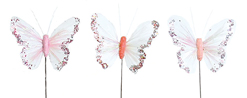 3.5 Inch Fluffy Glitter Butterfly Pick 12pk