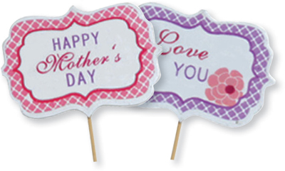 Mother's Day & Love You Wooden Marquee Pick 12pk