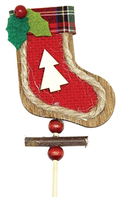 2.5 Inch Wooden Christmas Stocking Decorative Accessory Pick 12pk