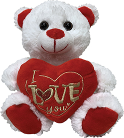7 Inch Love White Bear with Pink Heart