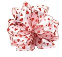 20 yd Wired #40 Red Floating Hearts Ribbon