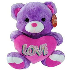 7 Inch LOVE Purple Bear with Heart