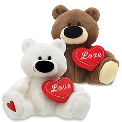 10 Inch Plush Love Heart Bears 2pk