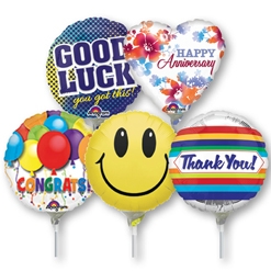 4 Inch Sentiment Message Pre-Inflated Micro Stick Balloons ProftPak 30pk