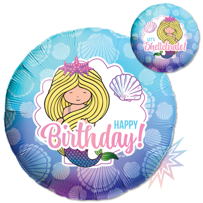 Std Birthday Let's Shellebrate Mermaid Holographic Balloon