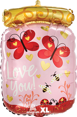 17 Inch Std Shape Love Bugs & Butterflies Jar Balloon