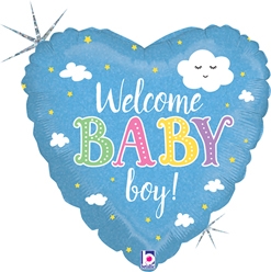 Std Welcome Baby Boy Holographic Balloon