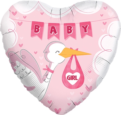 Std Baby Girl Stork Balloon