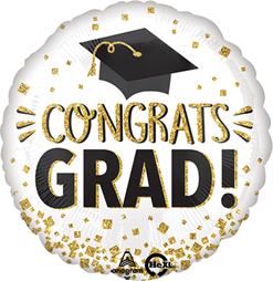 Std Grad Congrats Gold Glitter Balloon