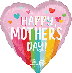 Std Mother's Day Bright Stripes Heart Balloon
