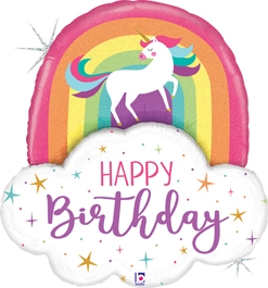35 Inch Birthday Unicorn Rainbow Holographic Balloon
