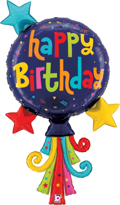 40 Inch Birthday Streamers Balloon