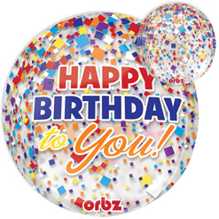 16 Inch Orbz Birthday Clear Confetti Balloon