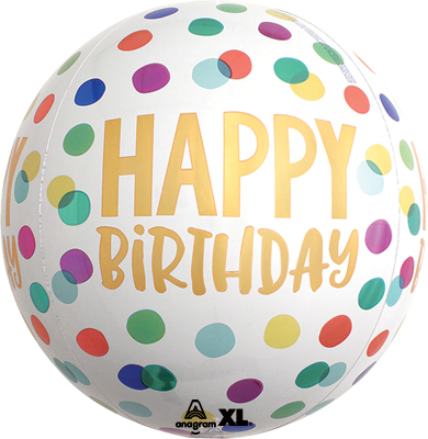 16 Inch Orbz Birthday Happy Dots Balloon