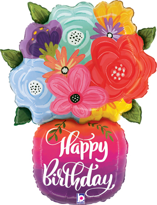 29 Inch Birthday Bright Flowers Vase Balloon