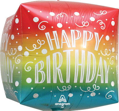 15 Inch Cubez Birthday Gradient Swirls Balloon