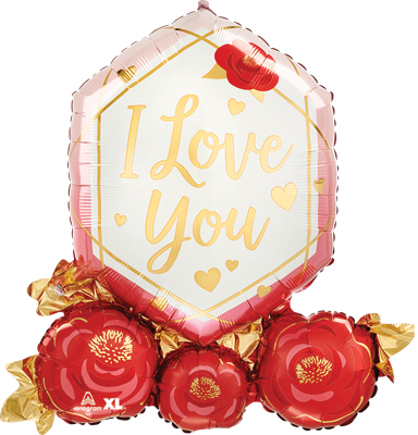 30 Inch I Love you Gem & Roses Balloon