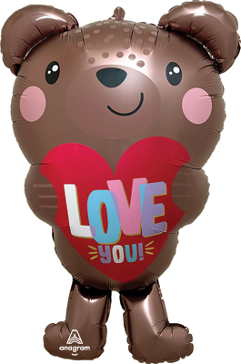 30 Inch Love You Satin Luxe Brown Bear Balloon