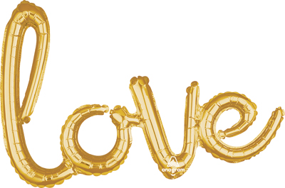 31 Inch Love Air Fill Gold Script Balloon