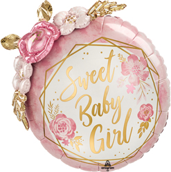 36 Inch Baby Girl Floral Geo Balloon