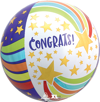 16 Inch Congrats Stars Orbz Balloon