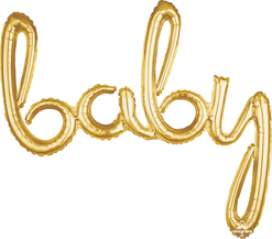 39 Inch Baby Air-Fill Gold Script Balloon