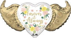 39 Inch Forever & Always Winged Heart Balloon