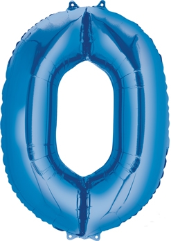 34 Inch Blue Number Zero Balloon