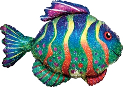 33 Inch Colorful Fish Holographic Balloon