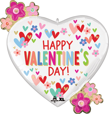 25 Inch Valentine Hearts and Daisies Balloon