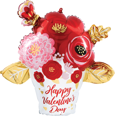26 Inch Valentine Satin Luxe Painted Flowers Balloon
