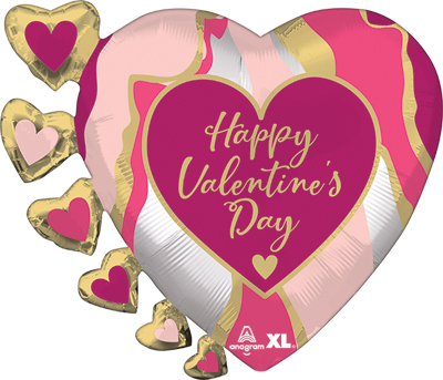 24 Inch Valentine Satin Luxe Abstract Marble Balloon