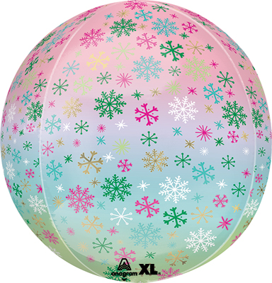 16 Inch Orbz Ombre Snowflakes Balloon