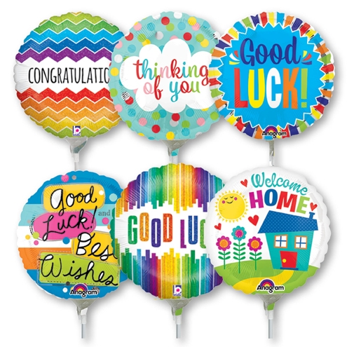 balloons stick mini sentiment inflated 30pk message inch pre
