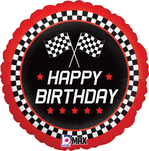 Std Birthday Checkered Flag Balloon - Balloons.com