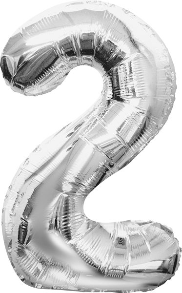 34 Inch Silver Number 2 Balloon - Balloons.com