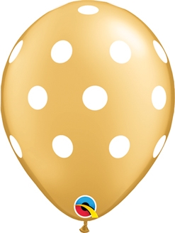 11 Inch Gold Big Polka Dots Latex Balloons 50pk