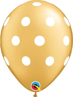 11" Gold Big Polka Dots Latex Balloons 50pk