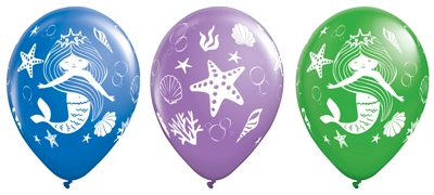 11 Inch Merry Mermaid Latex Balloon Assortment 50pk