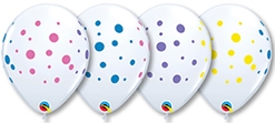 11 Inch Colorful Dots on White Latex Balloons 50pk