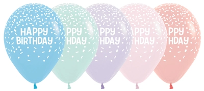 11 Inch Happy Birthday Sprinkles Latex Balloon Assortment 50pk