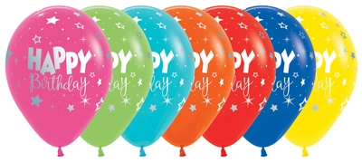 11 Inch Happy Birthday Fantasy Latex Balloon Assortment 50pk