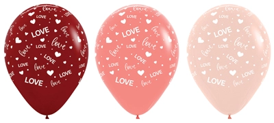 11" Love and Hearts Latex Balloons 50pk
