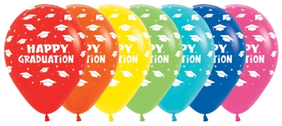 11&quote; Happy Graduation Hats Latex Balloon Assortment 50pk