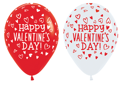 11" Valentine Tossed Hearts Latex Balloons 50pk