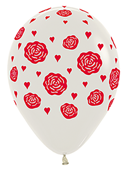 11" Roses and Hearts Latex Balloons 50pk