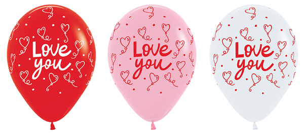 11" Love You Heart Balloons Latex Balloons 50pk