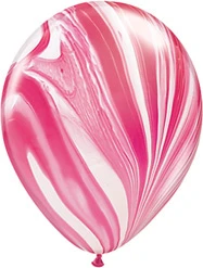 11" Red & White Agate Latex Balloons 25pk